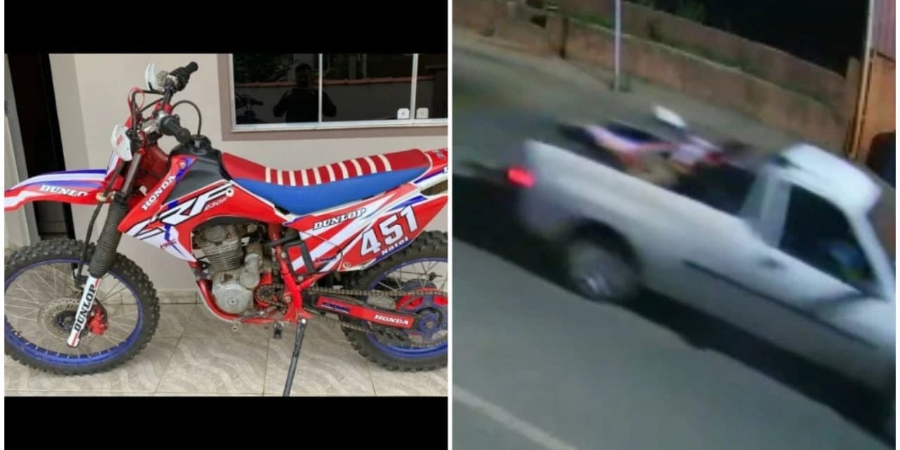 Câmera de segurança flagra veículo levando moto furtada, em Prudentópolis
