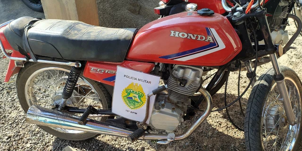Moto furtada é recuperada em estrada rural de Prudentópolis