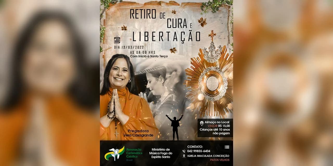 Retiro de Cura e Libertação ocorre no próximo domingo (13) em Patos Velhos