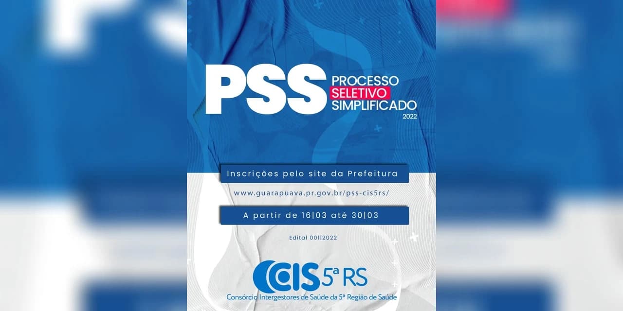 Consórcio da 5ª Região de Saúde abre processo seletivo para Contratação de Funções Públicas
