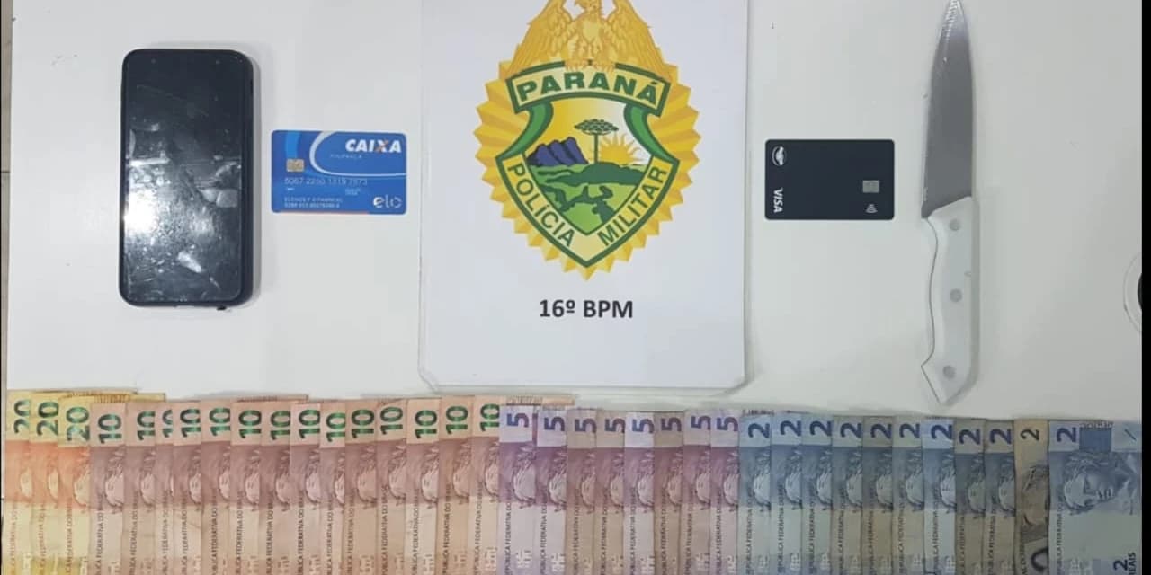 Em Guarapuava polícia prende autor de roubo e recupera objetos e dinheiro