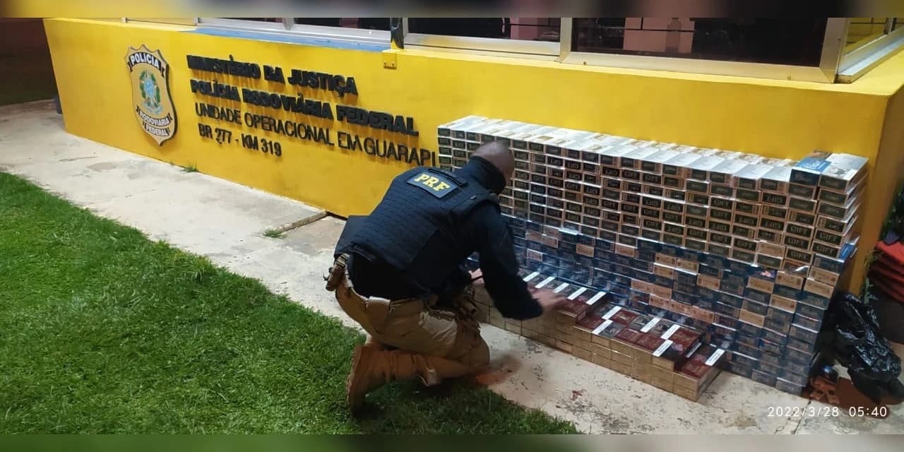 PRF apreende veículo carregado de cigarros, na BR 277