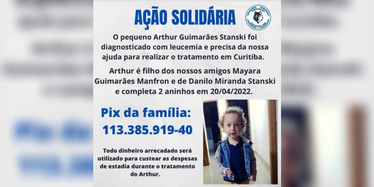 Ação solidária arrecada dinheiro para ajudar no tratamento de Arthur Guimarães Stanski