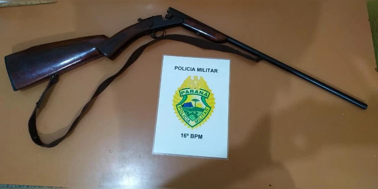 Durante atendimento de ocorrência de violência domestica em Prudentópolis policia apreende espingarda