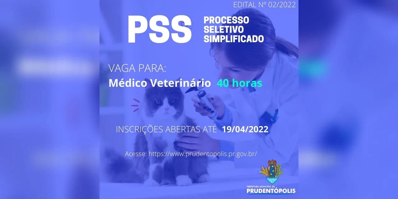 Prefeitura de Prudentópolis abre PSS para contratação de médico veterinário