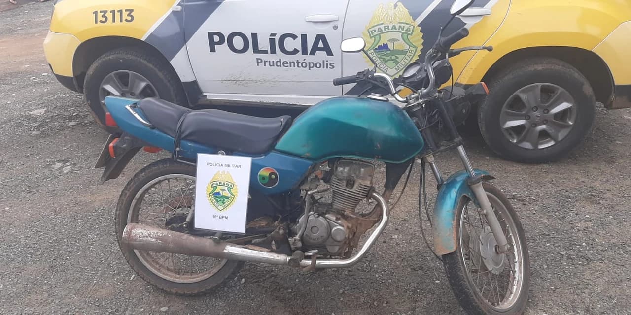 Moto com alerta de furto em Guamiranga foi encontrada em Prudentópolis pela Polícia Militar