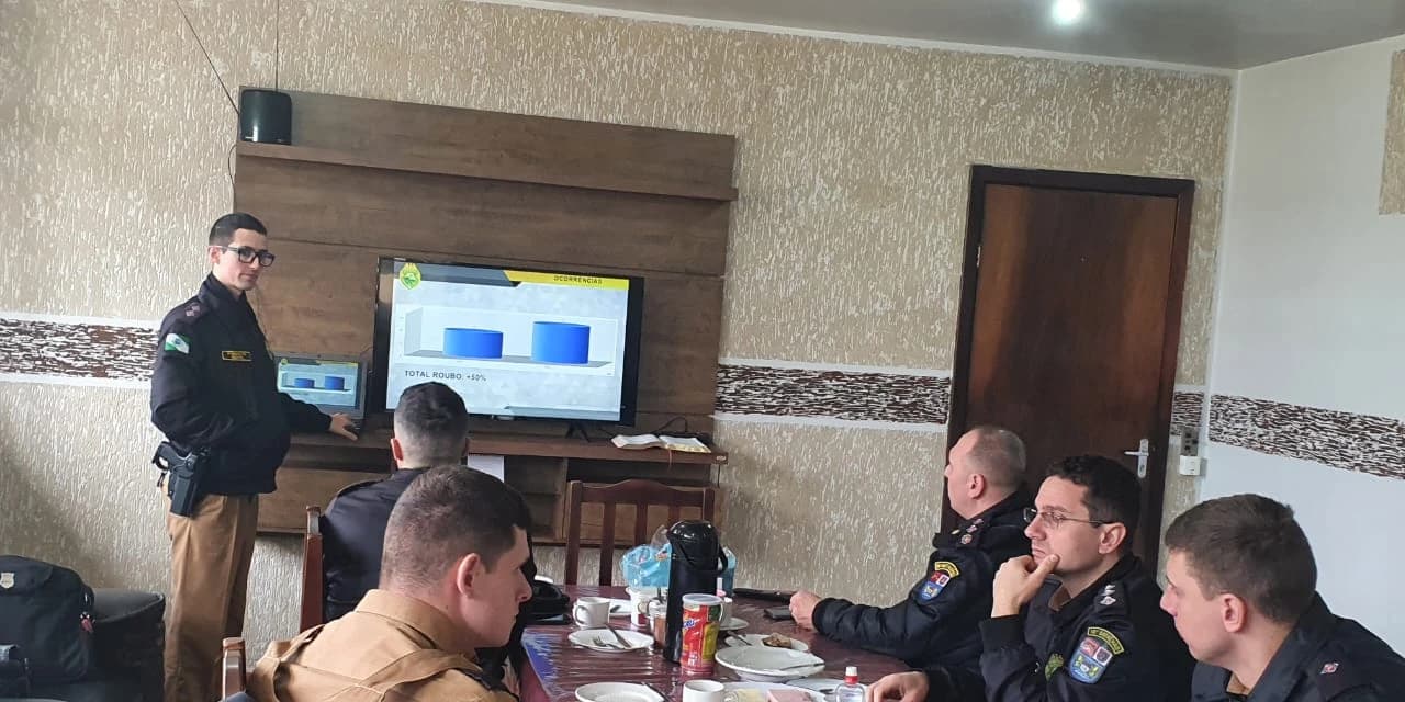 Oficiais se reúnem para analisar dados criminais em toda a área do 16º BPM