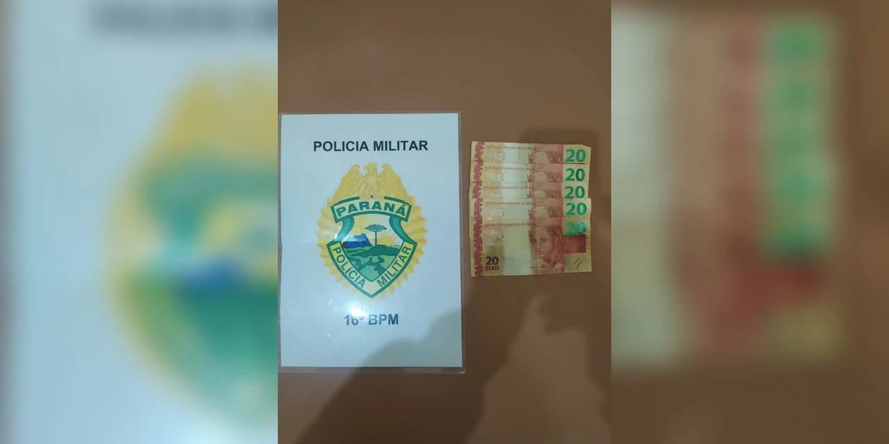 Polícia Militar apreende notas de R$ 20,00 reais falsas em Prudentópolis