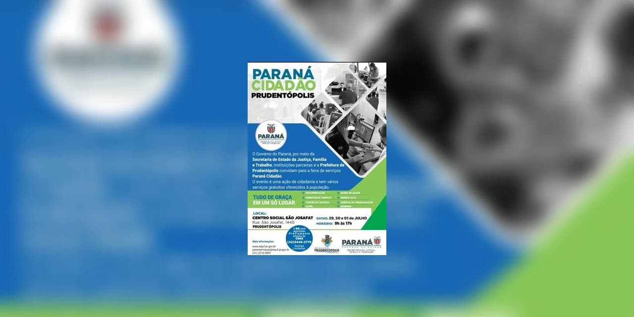 Governo do Paraná e Prefeitura de Prudentópolis convidam para a feira de serviços Paraná Cidadão