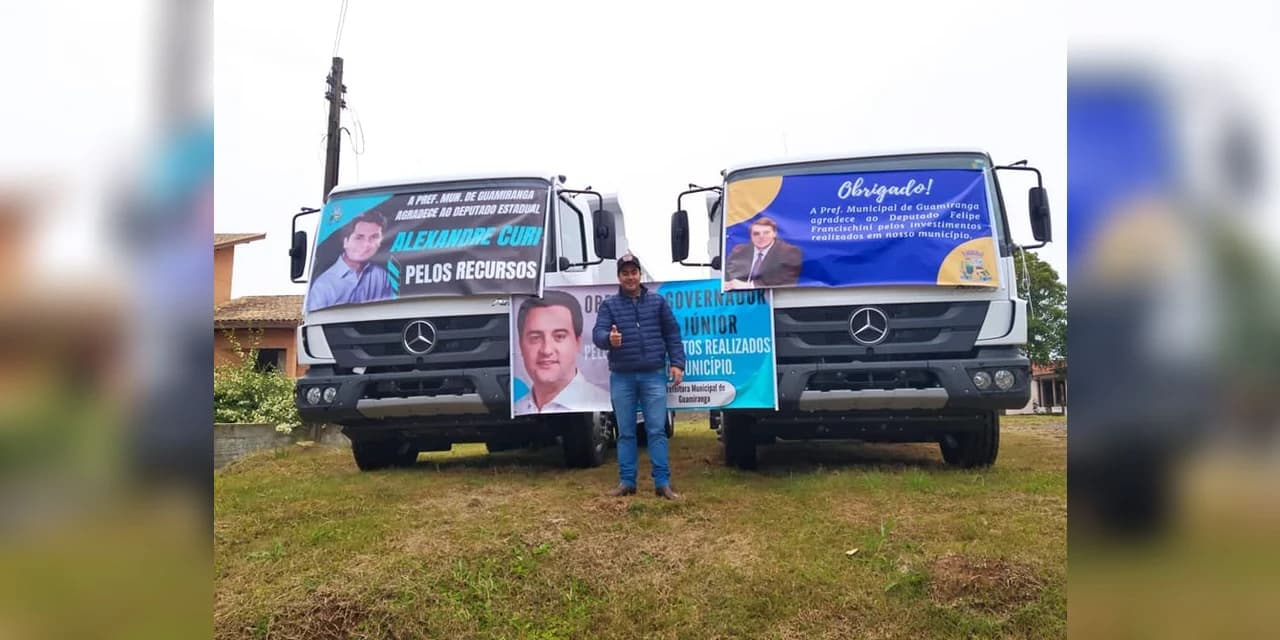 Prefeitura de Guamiranga recebe dois novos caminhões caçamba