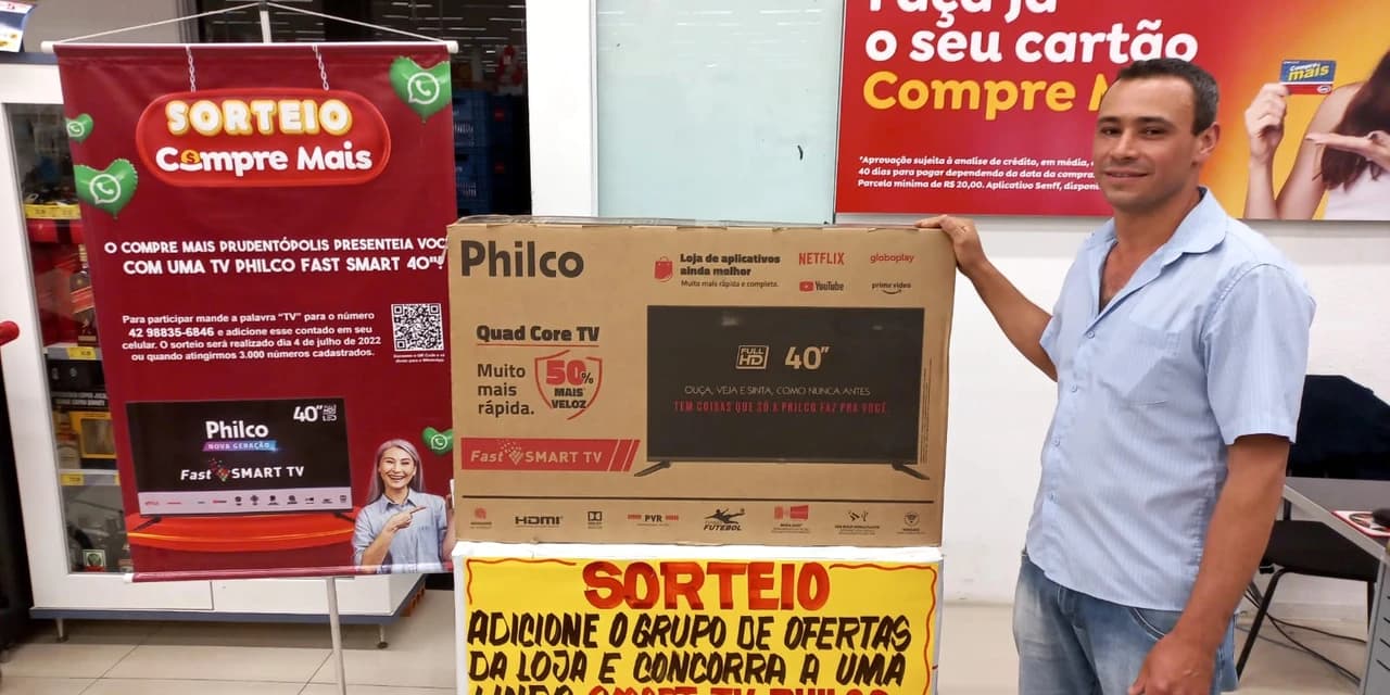 TV NOSSA GENTE: Morador do Rio de Areia faturou uma TV Smart 40 polegadas na promoção Compre Mais Prudentópolis. Assista o VÍDEO!