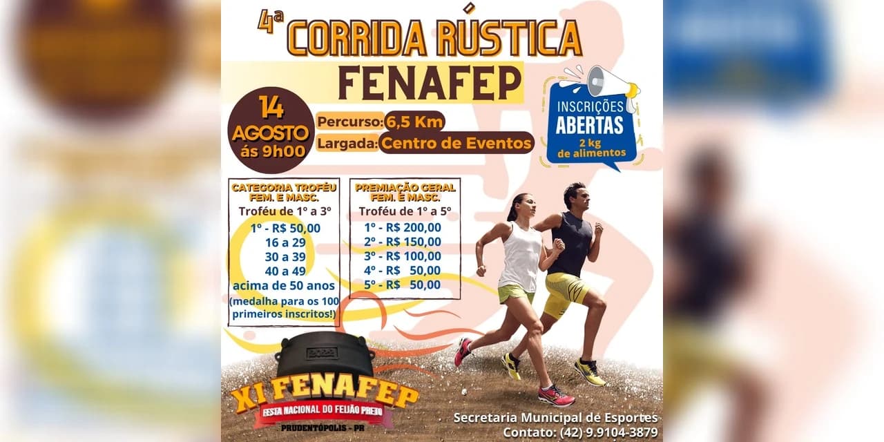 4ª Corrida Rústica Fenafep acontece em Prudentópolis no mês de agosto