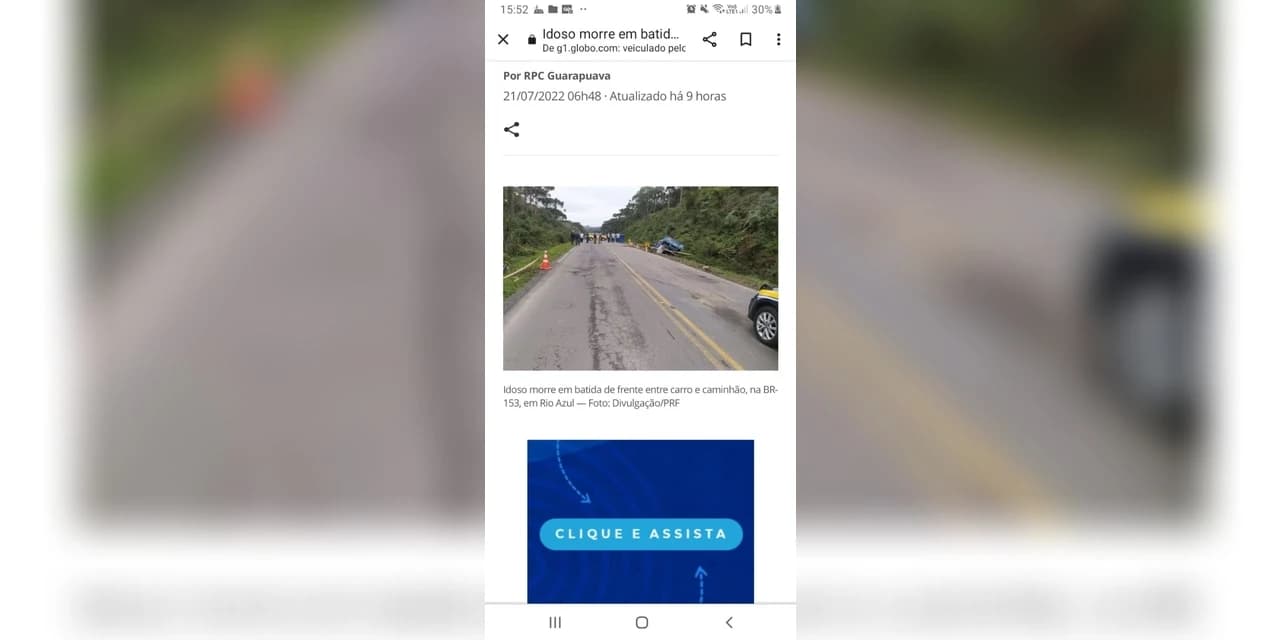 Idoso morre após acidente entre carro e caminhão na BR 153, em Rio Azul