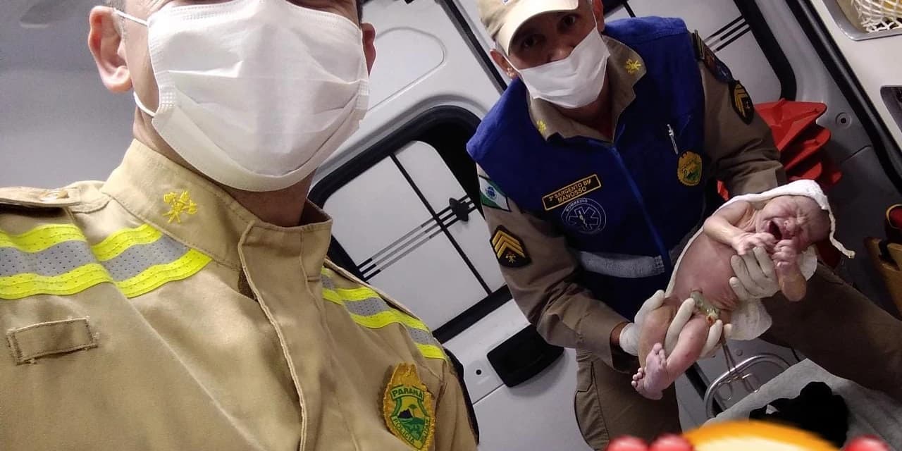 Em Prudentópolis mulher entra em trabalho de parto e bebê nasce em ambulância dos bombeiros