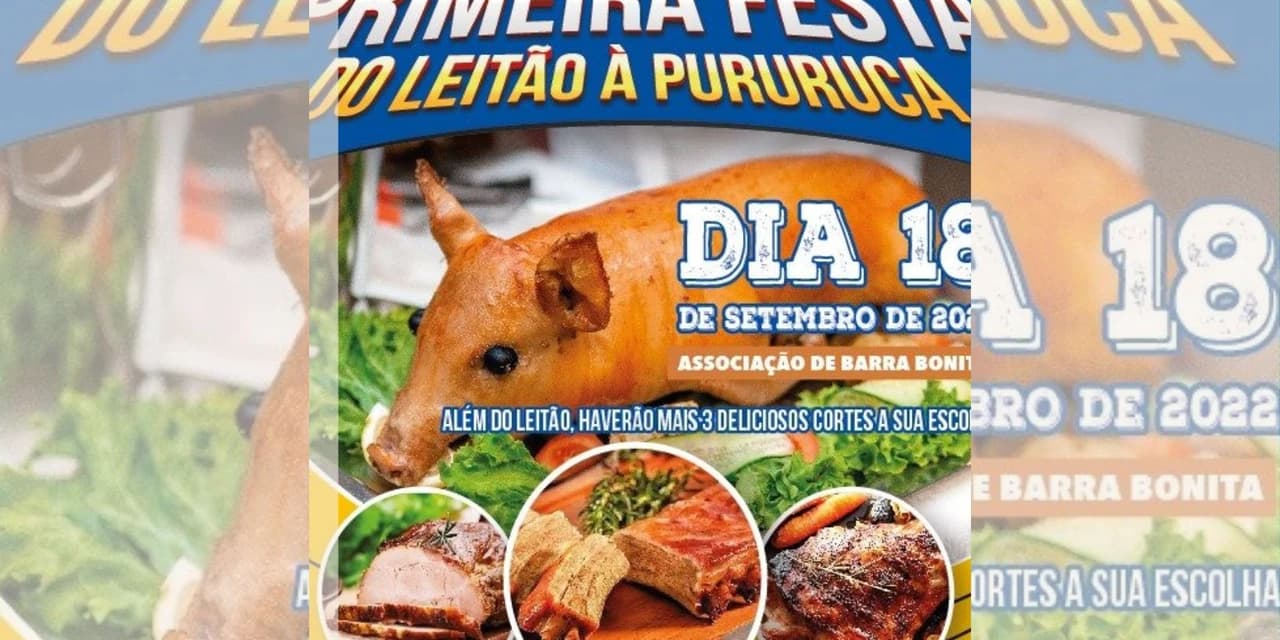 Primeira Festa do Leitão à Pururuca é no dia 18, na Associação da Barra Bonita