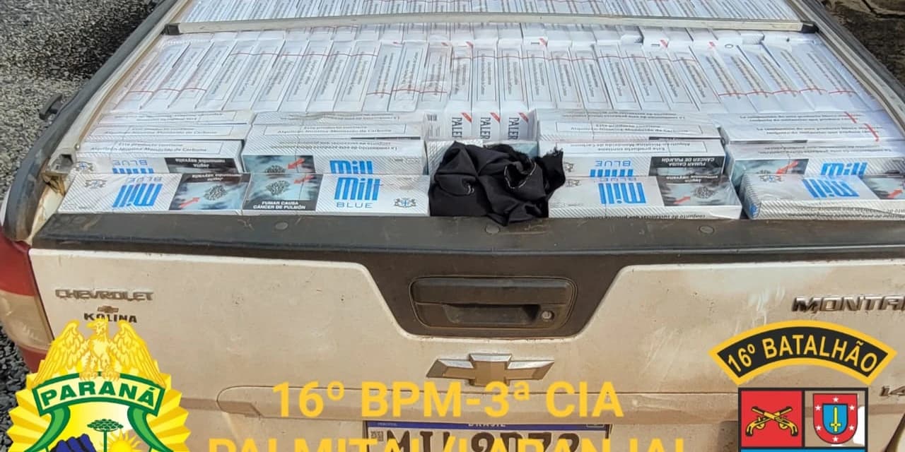 Polícia militar apreende duas montanas carregadas de cigarros contrabandeados do Paraguai