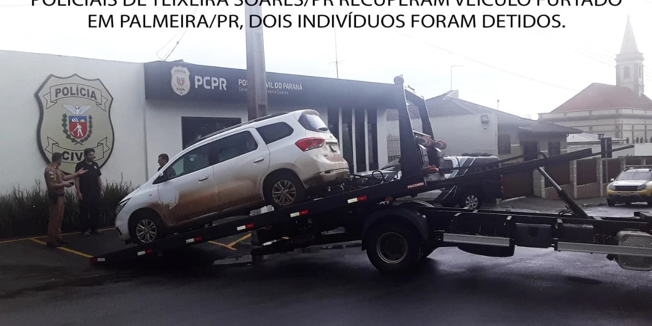 Policiais de Teixeira Soares recuperam veículo furtado em Palmeira, dois indivíduos foram detidos.