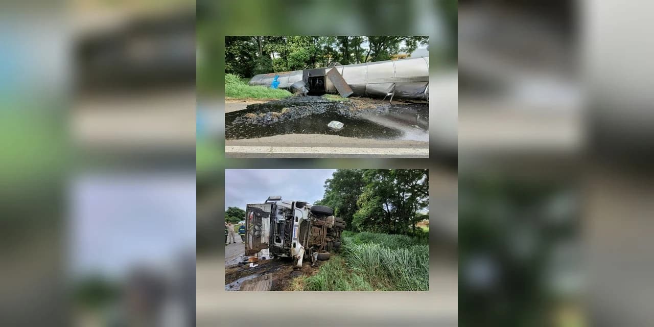 Mulher morre e criança fica ferida em acidente envolvendo caminhão na BR-376, em Ponta Grossa