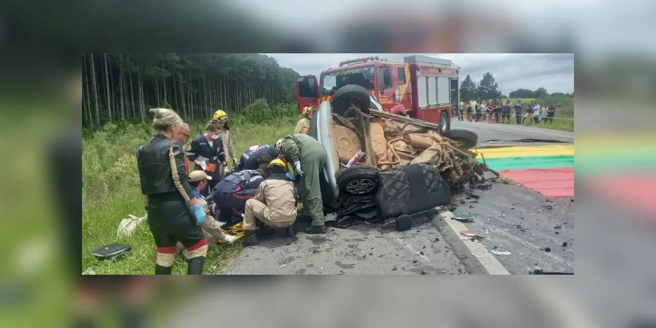 Acidente entre quatro veículos deixa três mortos e feridos na BR-277, em Palmeira; bebê não resistiu
