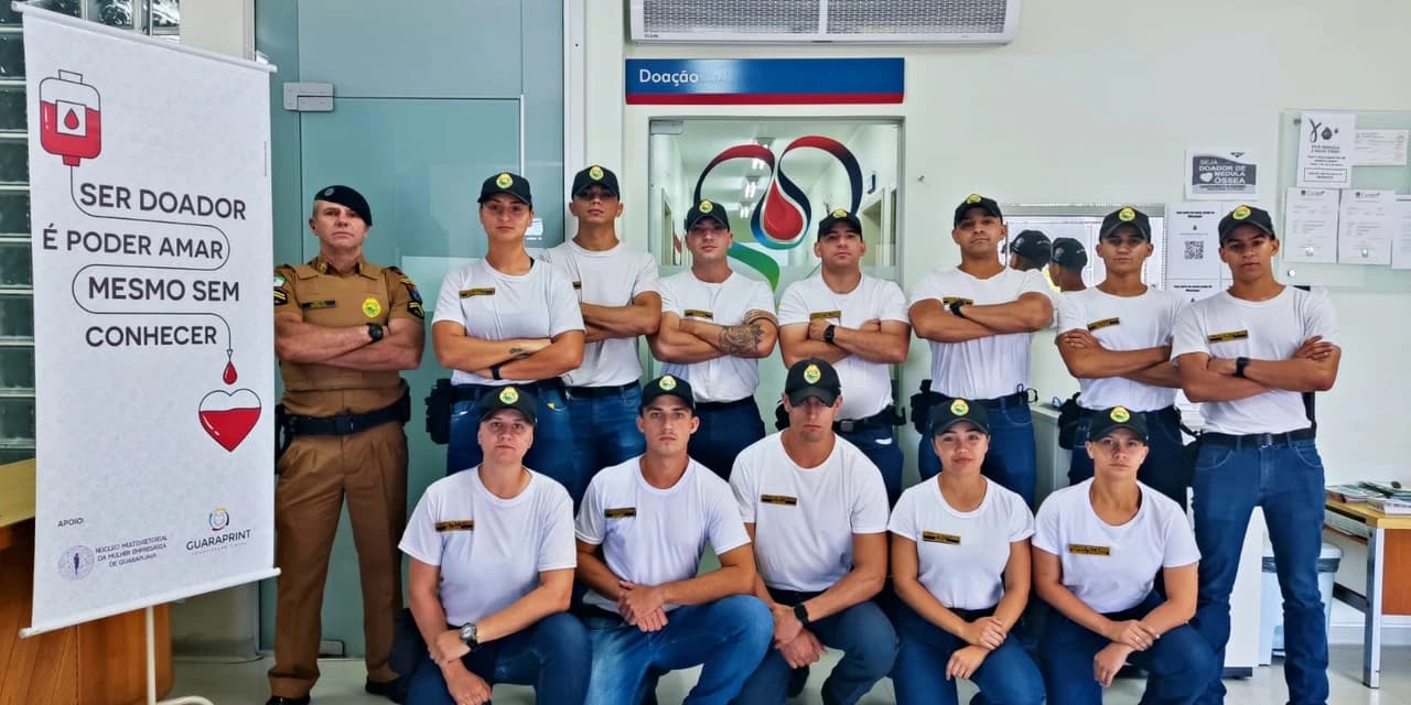 Policiais de Guarapuava se reúnem e doam sangue no Hemocentro