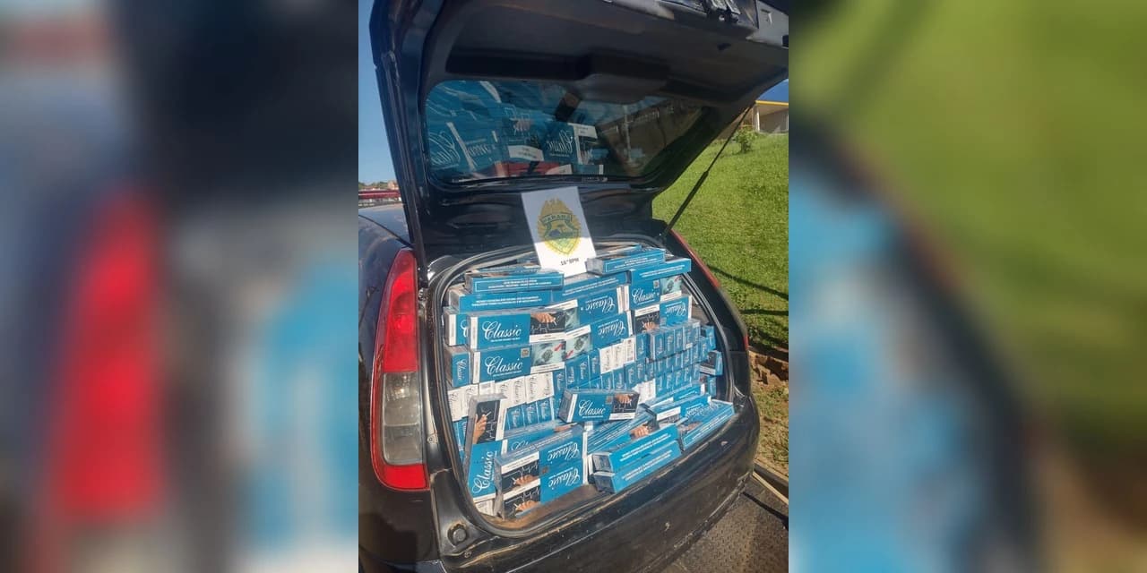 Em Turvo Polícia Militar localiza veículo com 1355 maços de cigarros oriundos do Paraguai
