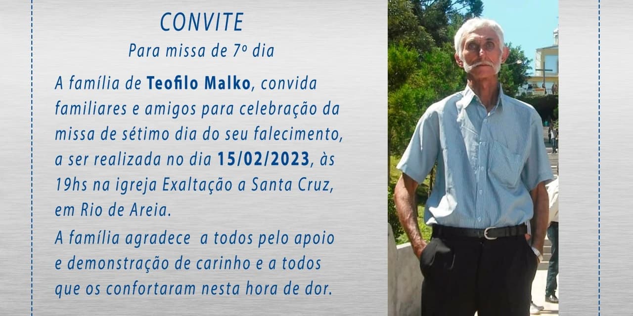Convite para missa de 7º dia