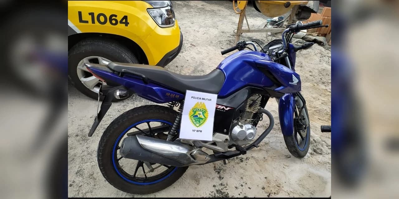 Polícia Militar de Prudentópolis recupera moto roubada em Curitiba