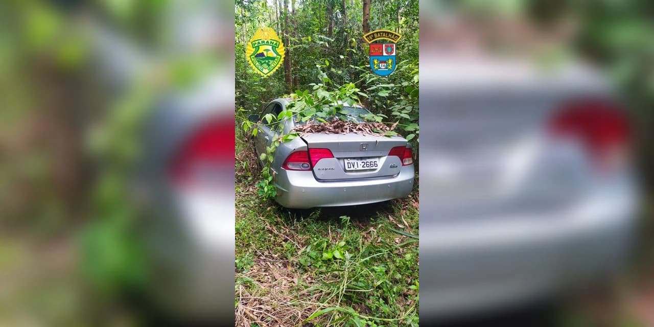 Veículo com alerta de furto/roubo e com várias marcas de tiros é encontrado abandonado em Prudentópolis