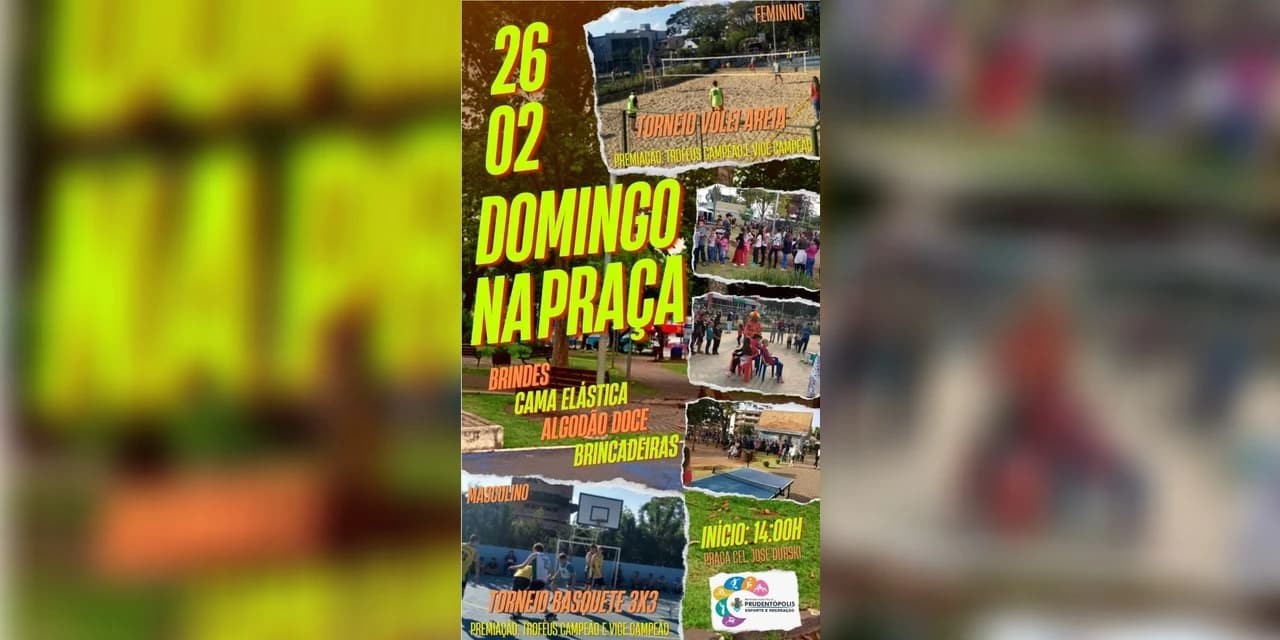 Secretaria de Esportes realiza Domingo na Praça neste fim de semana