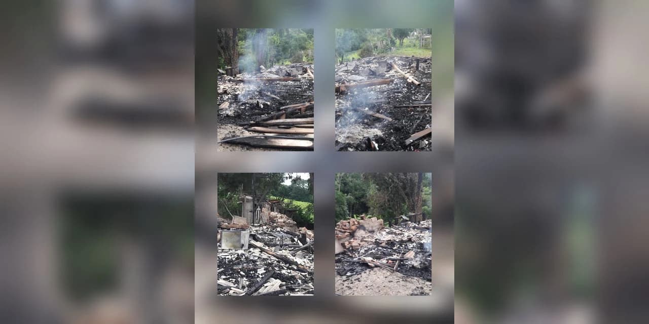 Família de Irati perde casa após incêndio, na localidade de Água Clara