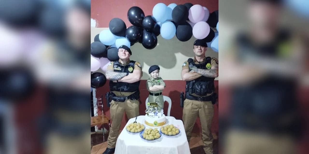 Sonho realizado: Polícia participa de aniversário de menina de 4 anos, em Manoel Ribas