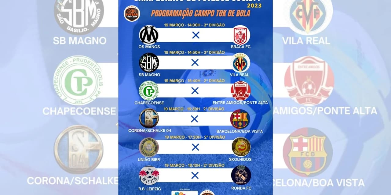 Campeonato de Futebol Society vai reunir mais de 10 equipes neste domingo (19), na quadra Tok de Bola