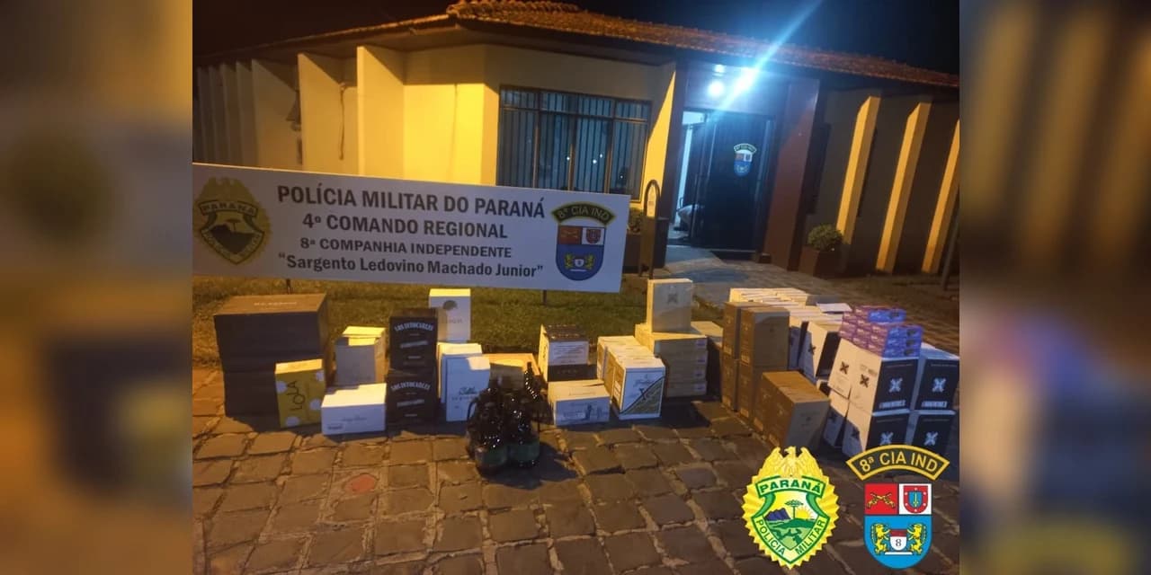 Em Irati Polícia Militar apreende 455 garrafas de vinho
