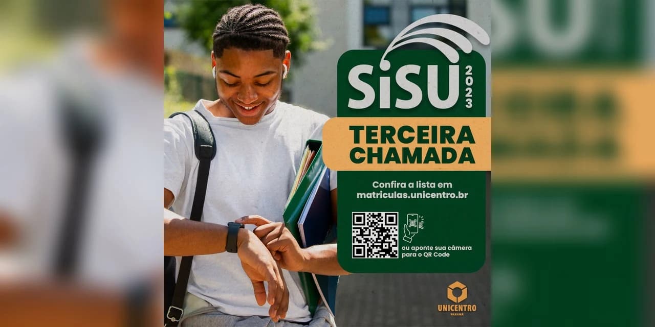 Unicentro convoca para matrícula em terceira chamada estudantes selecionados pelo Sisu