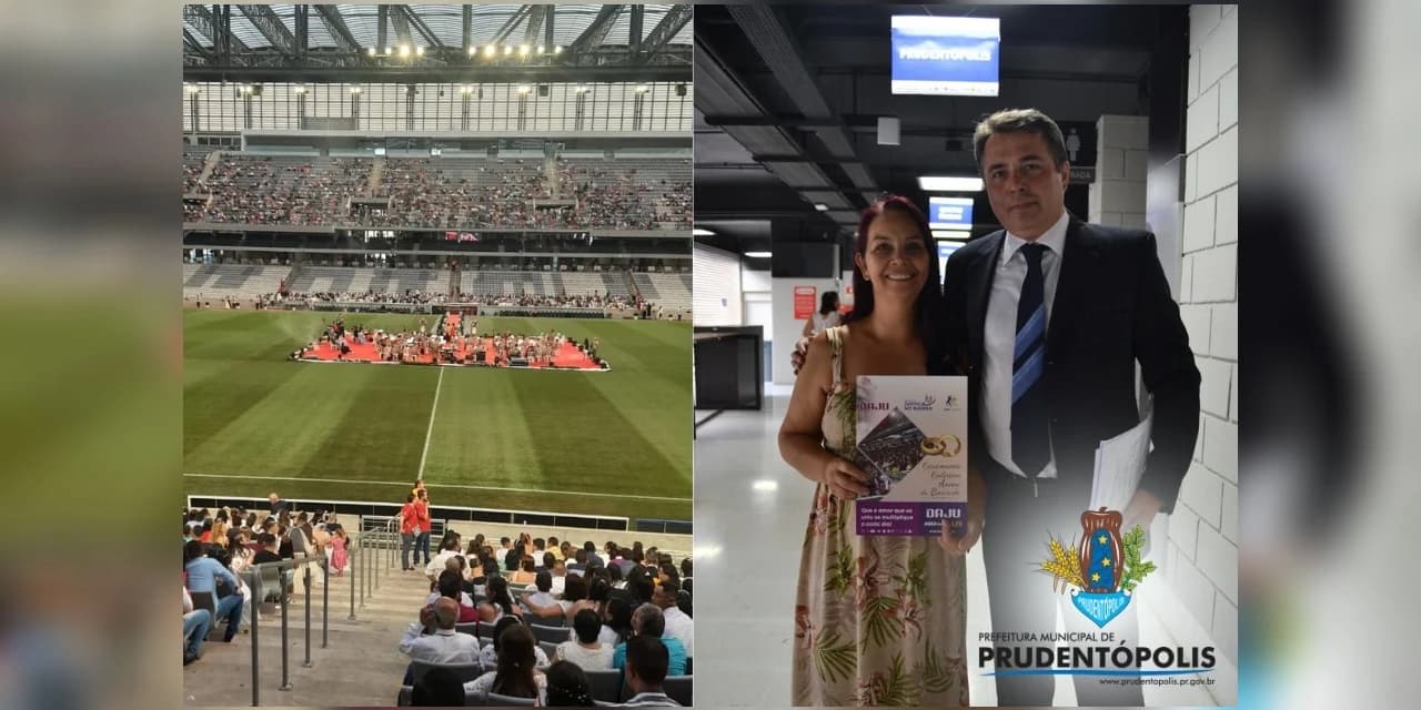 Casais de Prudentópolis trocam alianças em casamento coletivo, em Curitiba
