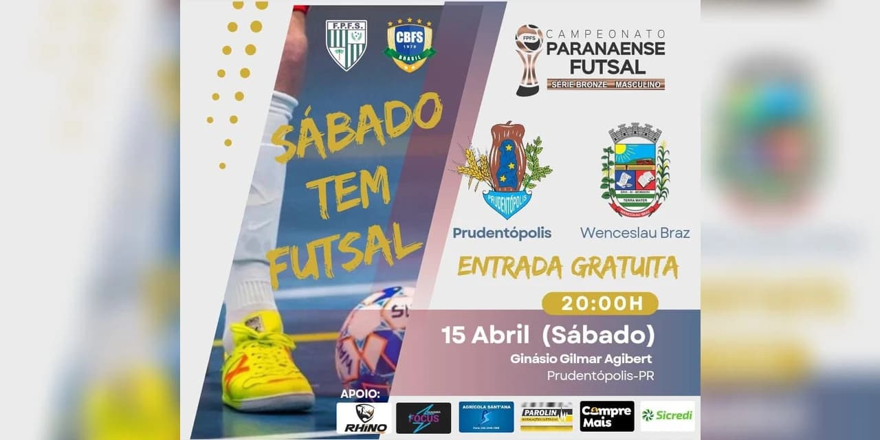 Prudentópolis joga neste sábado (15) na Série Bronze do Campeonato Paranaense de Futsal