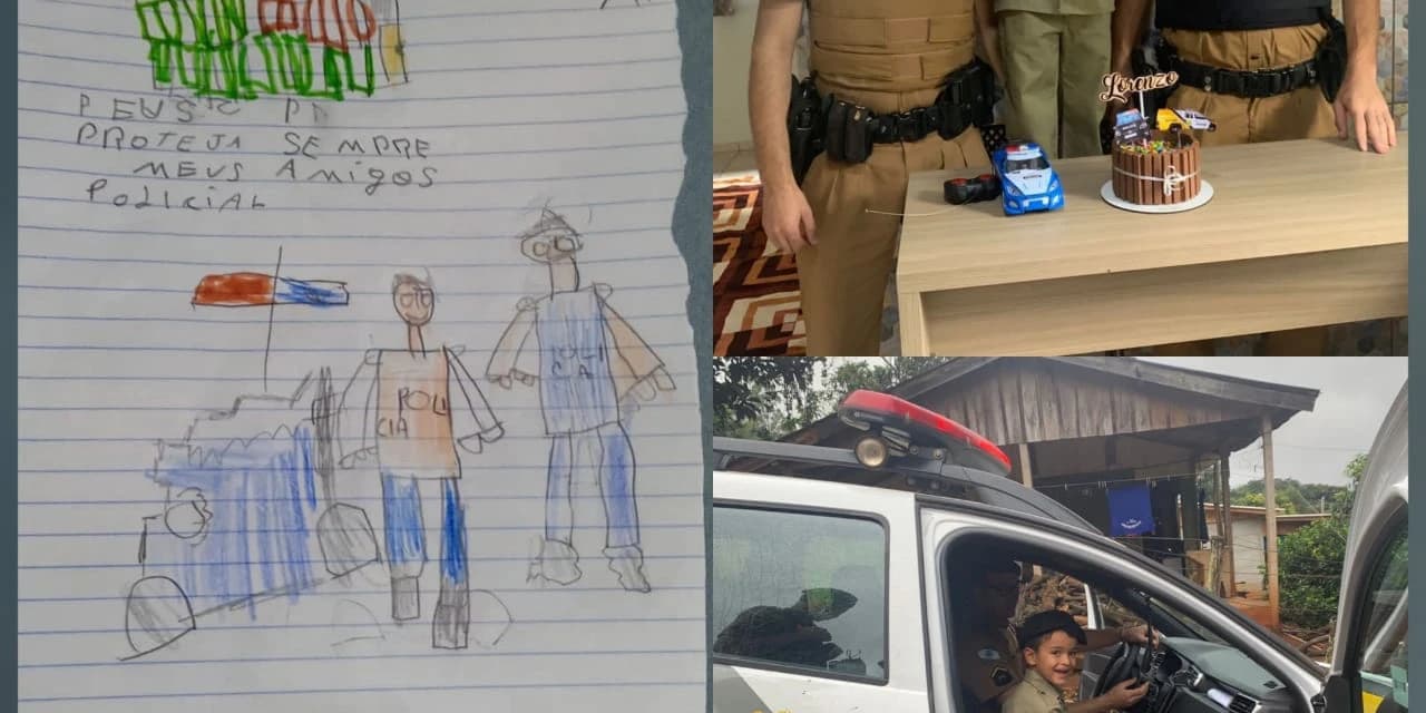 Equipe faz surpresa em aniversário de criança fã da Polícia Militar, no Paraná