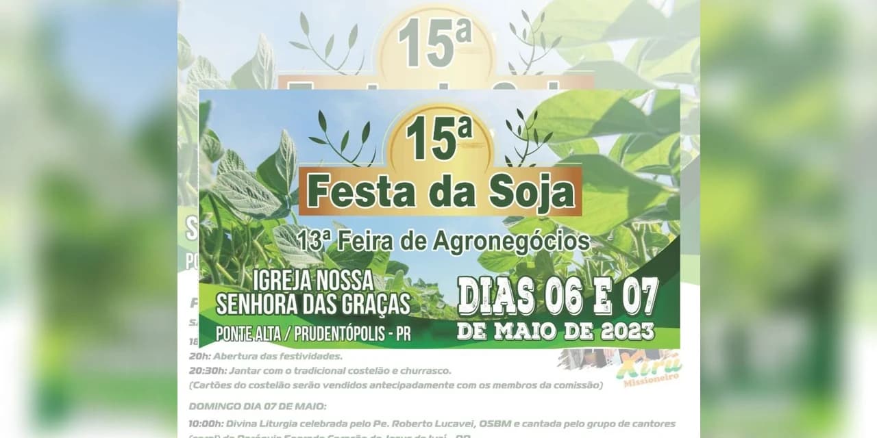 15ª Festa da Soja é neste sábado (06) e domingo (07), na linha Ponte Alta