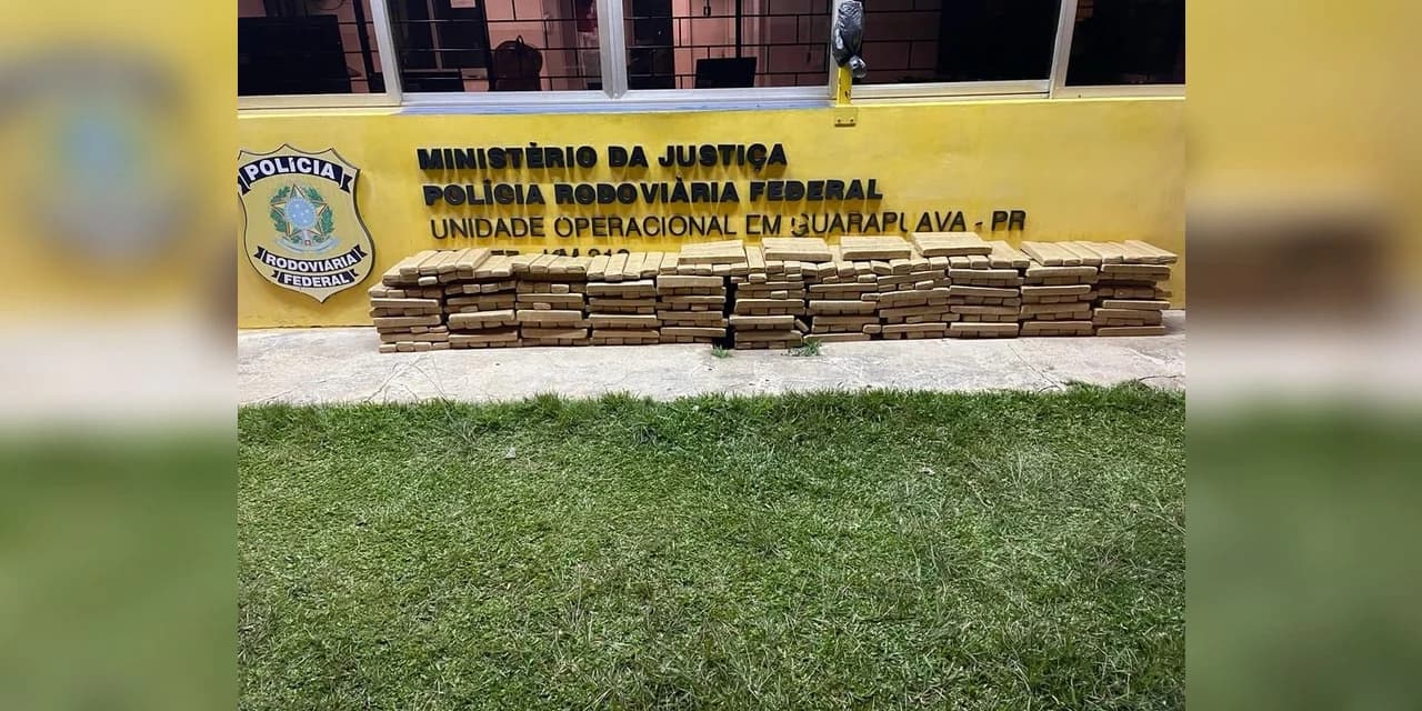 PRF apreende 379 quilos de maconha prensada, em Guarapuava