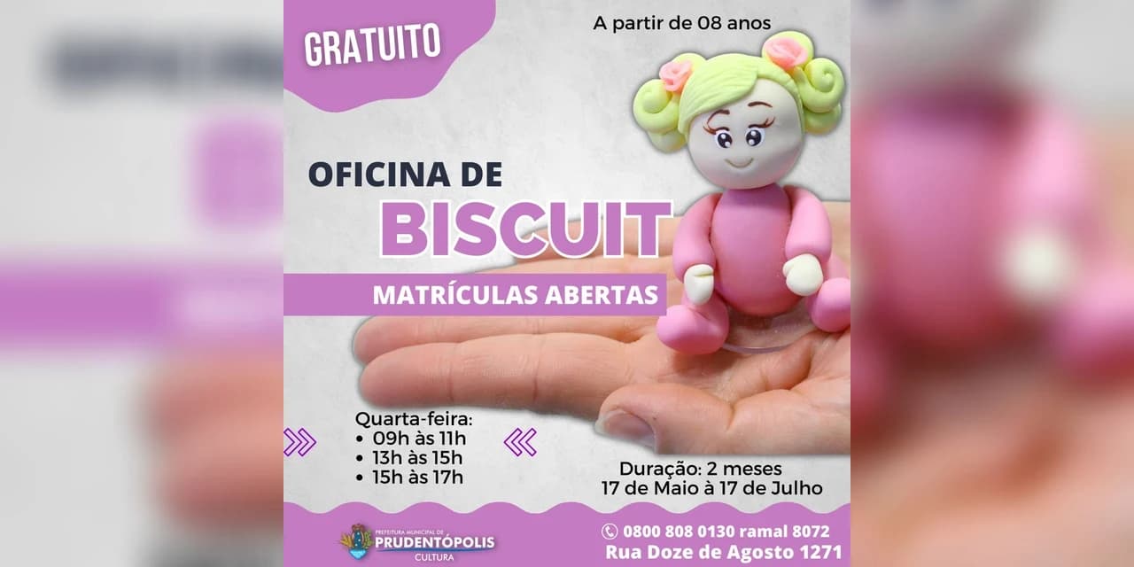Casa da Cultua oferta oficina de biscuit; Inscrições estão abertas