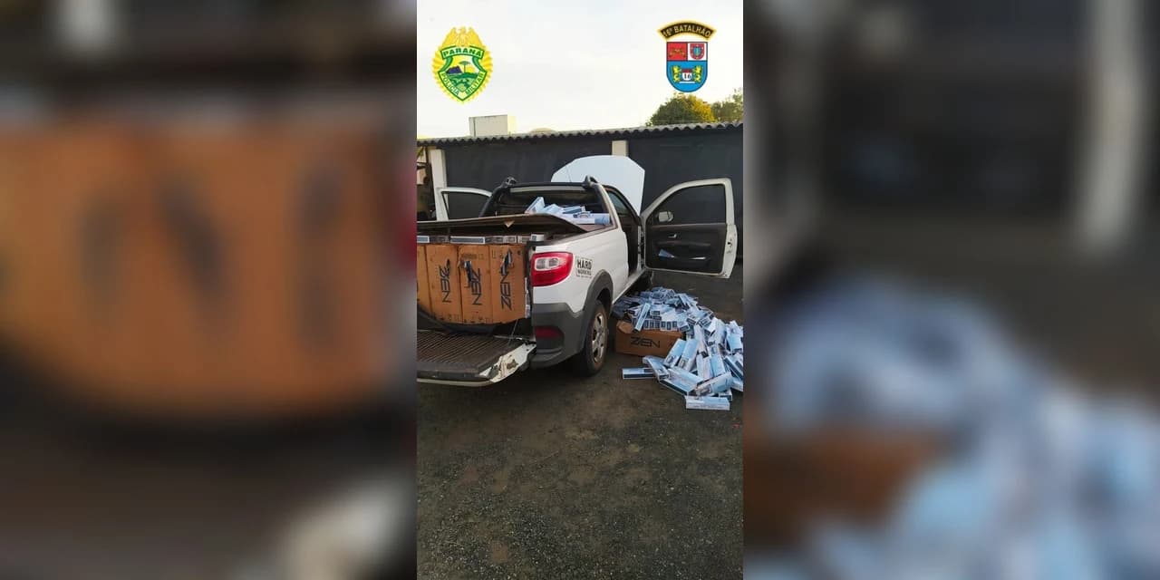 Em Prudentópolis polícia militar apreende veículo carregado com cigarros contrabandeados do Paraguai