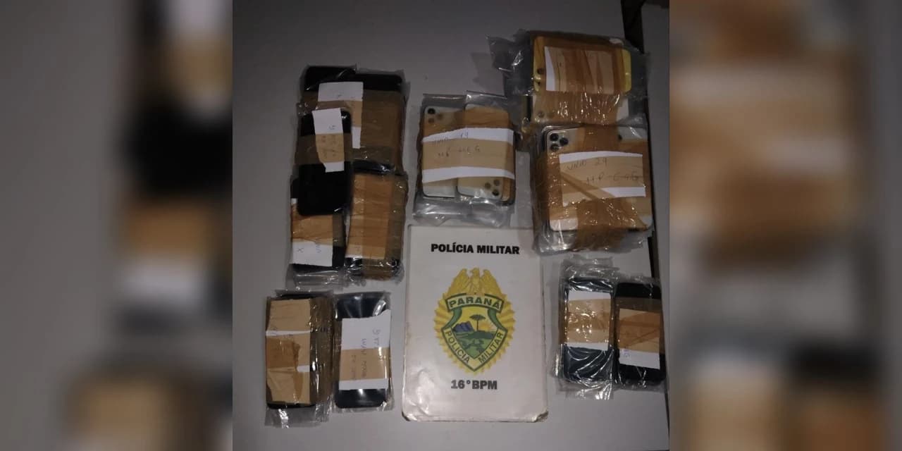 Em Candói Polícia Militar encontra 125 aparelhos celulares marca Iphone duas pessoas foram presas