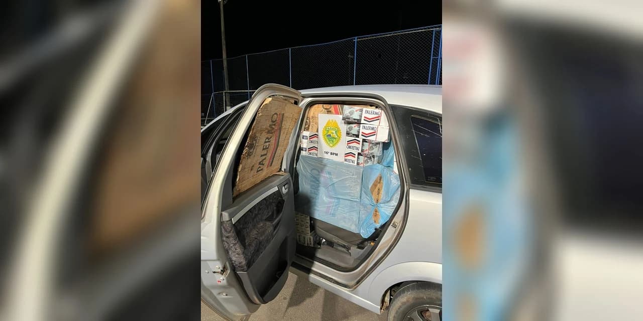 Em Pitanga polícia realiza a apreensão de 1350 maços de cigarros contrabandeados