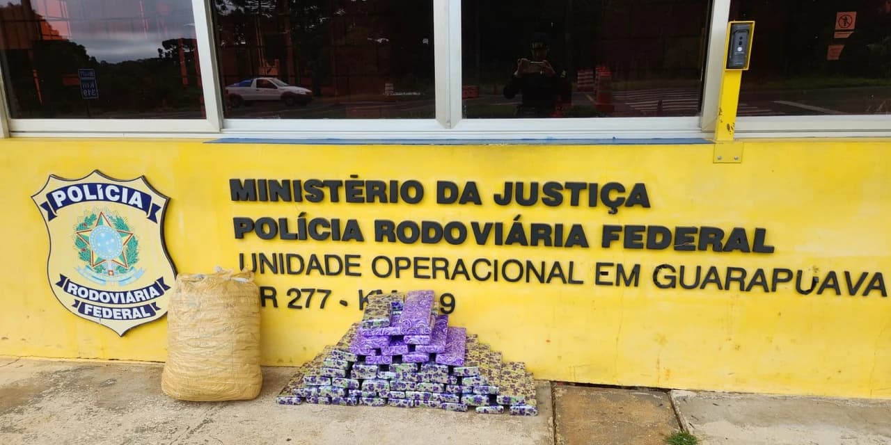 PRF apreende quase 50 quilos de Maconha e aproximadamente 10 quilos de skunk, em Guarapuava