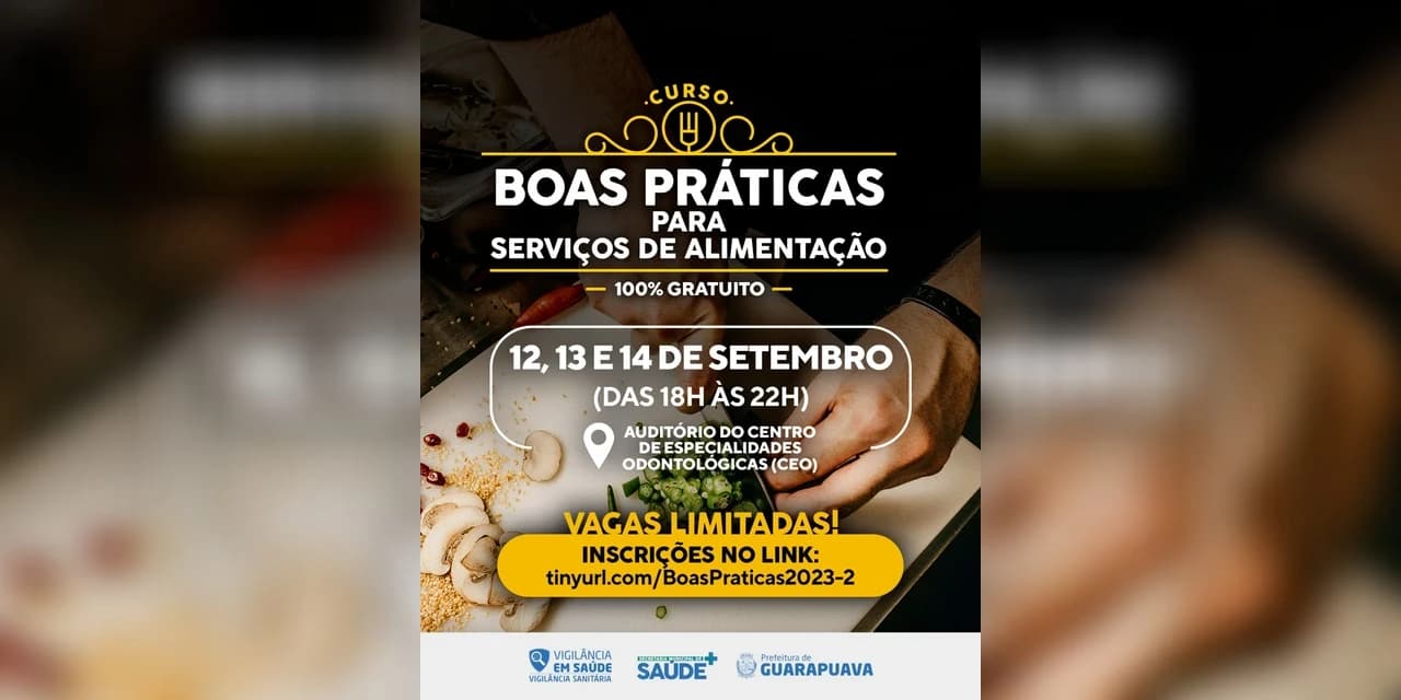 Prefeitura de Guarapuava promove curso de boas práticas para serviços alimentares.