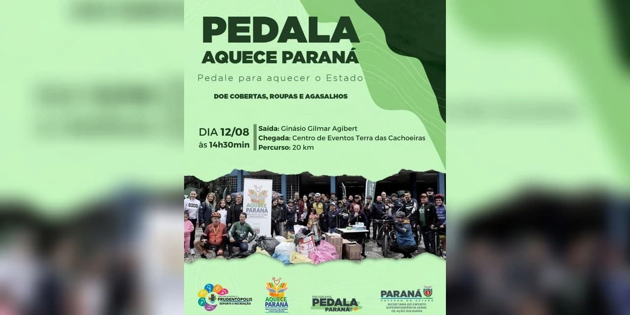 Dia 12/08 vai ocorrer o Pedale Aquece Paraná, com o objetivo de arrecadar roupas de inverno.