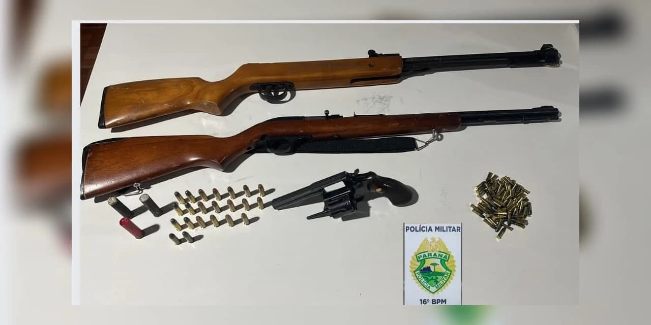 Polícia militar apreende armas e munições no interior de Prudentópolis
