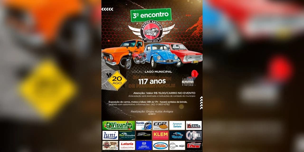 3º Encontro de "Autos Antigos"vai acontecer em Prudentópolis no lago municipal