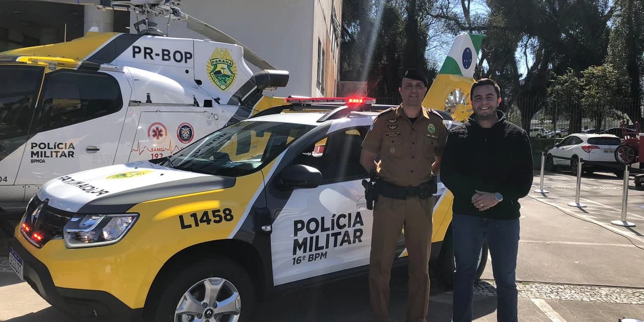 16º Batalhão de Polícia Militar recebe duas viaturas novas no Palácio Iguaçú.
