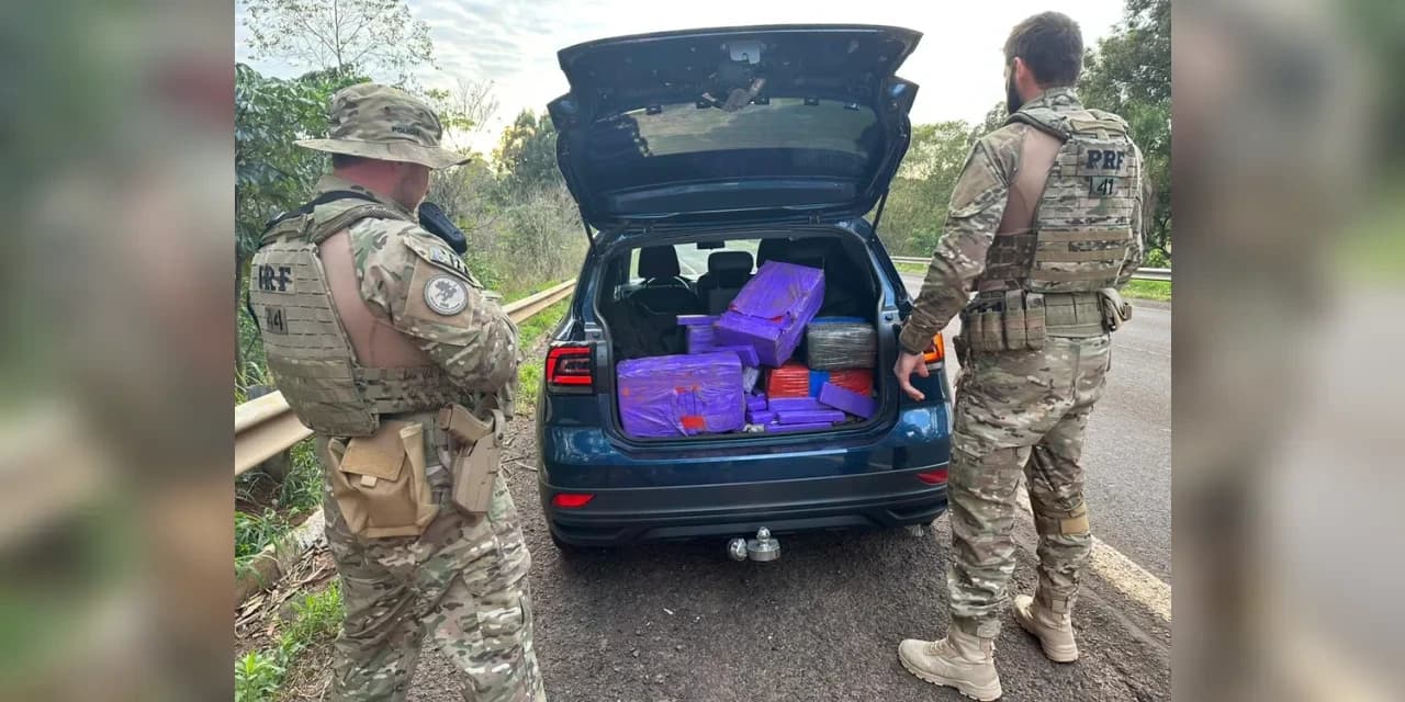PRF apreende 418 kg de maconha após perseguição em rodovia no Paraná